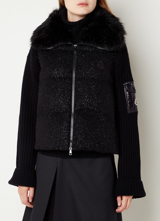 Moncler Carrelet gewatteerde bodywarmer met donsvulling en imitatiebontkraag - detail 3 zwart