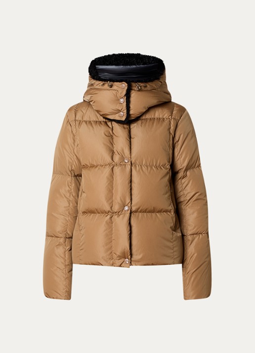 Moncler Castelnou puffer jack met afneembare capuchon - voorkant 5 camel
