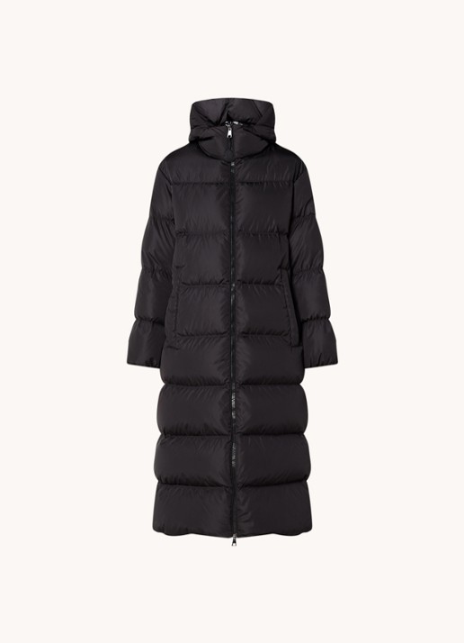 Moncler Catchet longline puffer jas met donsvulling en ritszakken  - voorkant 2 zwart
