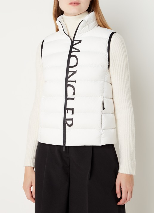 Moncler Cenis bodywarmer met donsvulling en logoprint - detail 3 wit