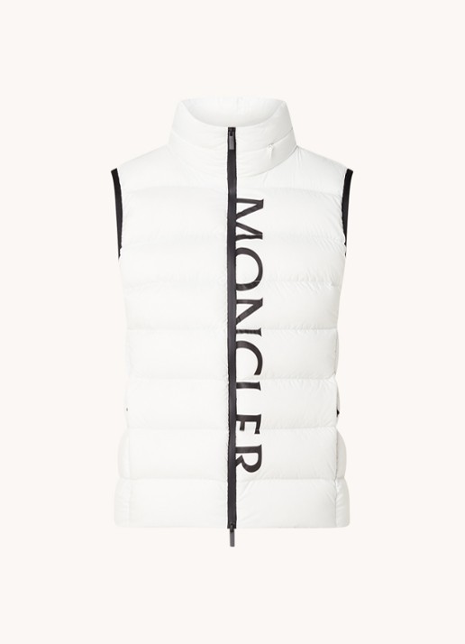 Moncler Cenis bodywarmer met donsvulling en logoprint - voorkant wit