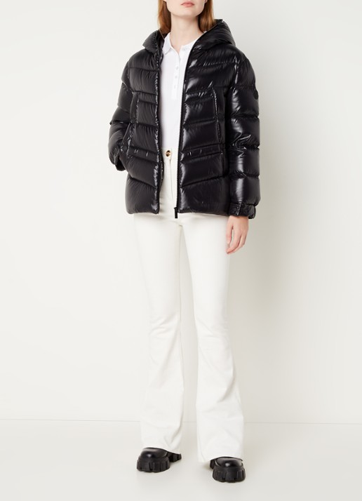 Moncler Clair puffer jack met donsvulling en steekzakken  - voorkant 3 zwart