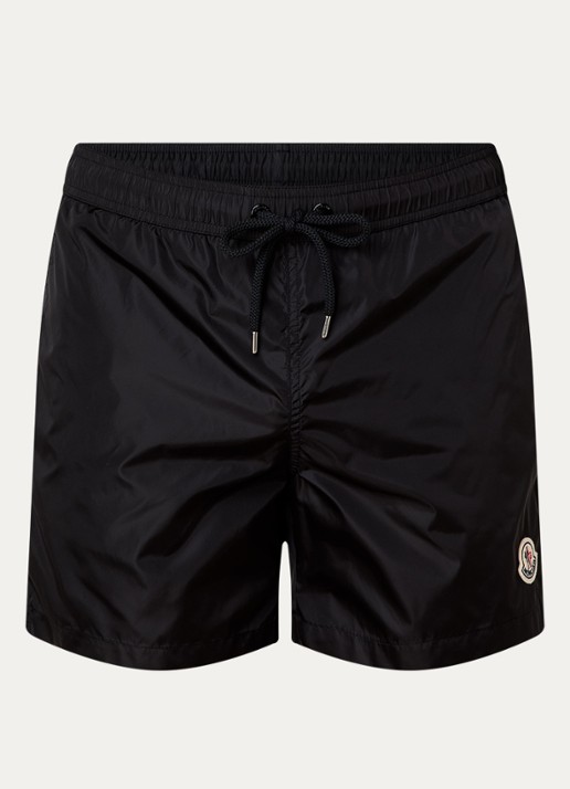 Moncler Classic zwemshorts met logo en steekzakken - voorkant zwart
