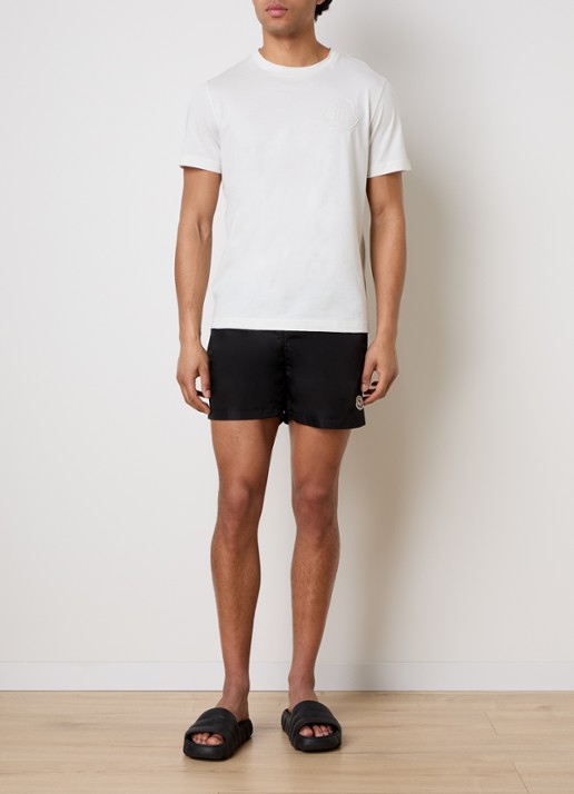 Moncler Classic zwemshorts met logo en steekzakken - voorkant 2 zwart