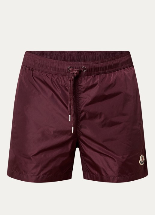 Moncler Classic zwemshorts met logo en steekzakken - voorkant 2 bordeauxrood