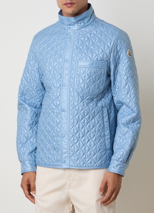 Moncler Cleorine gewatteed jack met quilt patroon en borstzak - detail blauw