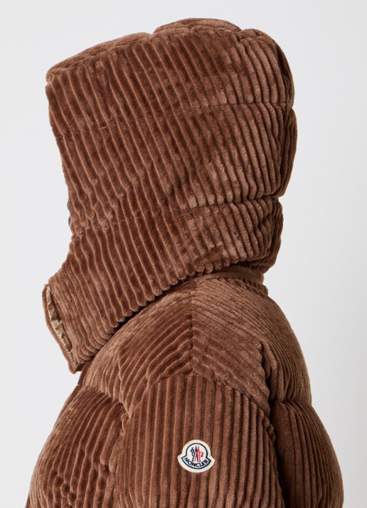 Moncler Daos puffer jack van corduroy met donsvulling en capuchon - detail 5 goud