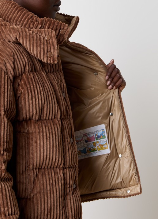 Moncler Daos puffer jack van corduroy met donsvulling en capuchon - detail 6 goud