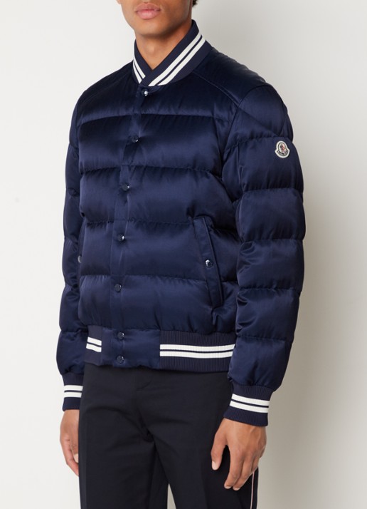 Moncler Dives gewatteerd bomberjack met logoprint - achterkant donkerblauw