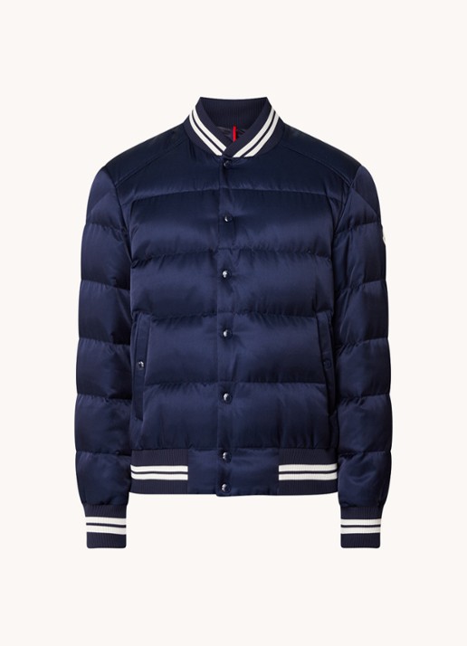 Moncler Dives gewatteerd bomberjack met logoprint - voorkant 2 donkerblauw