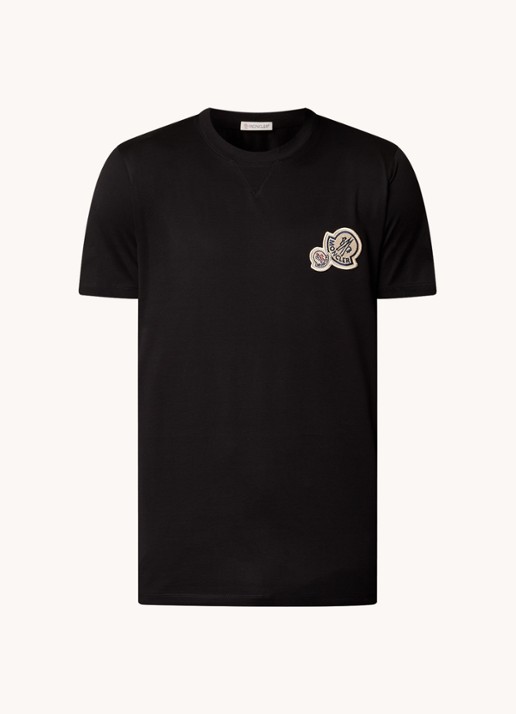 Moncler Double logo T-shirt van jersey  - voorkant 2 zwart