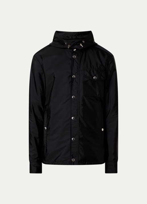 Moncler Duvainne windjack met capuchon en logo - voorkant zwart