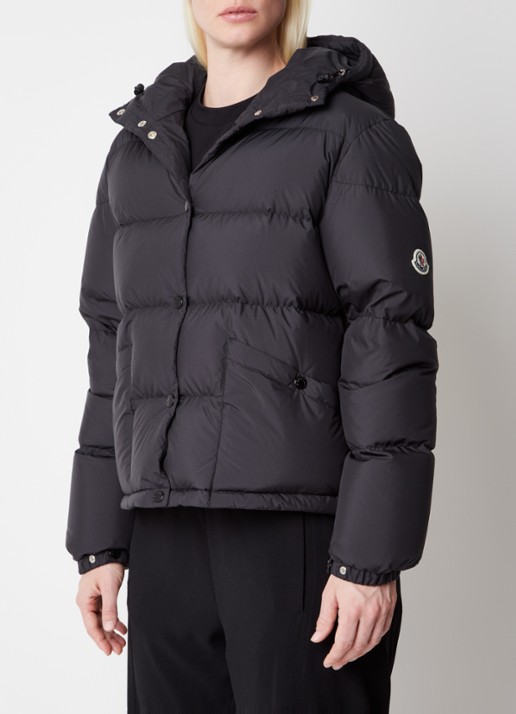 Moncler Ebre puffer jack met donsvulling en logoborduring - achterkant zwart