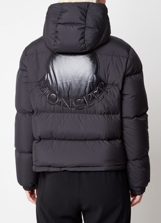 Moncler Ebre puffer jack met donsvulling en logoborduring - detail 2 zwart