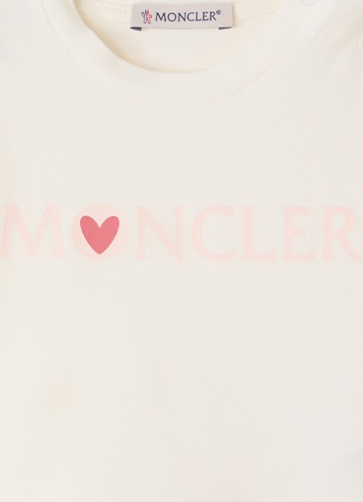 Moncler Ensemble Hearts longsleeve met logoprint - detail gebroken wit
