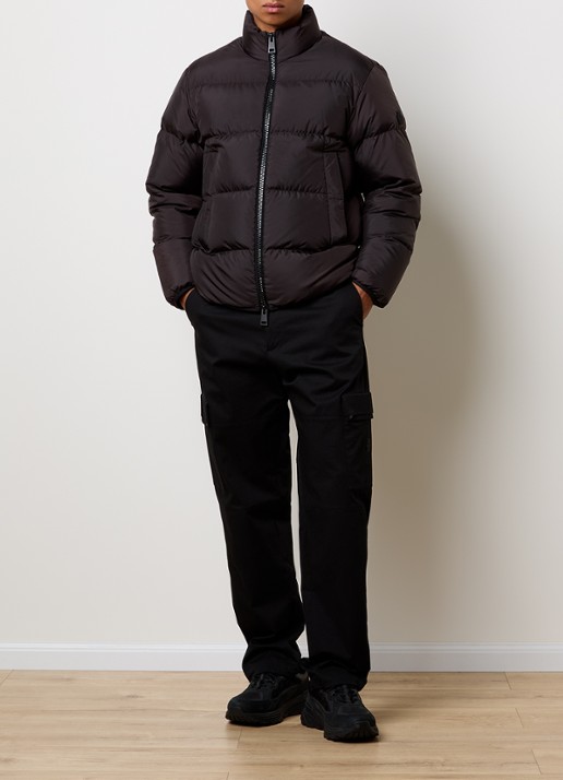 Moncler Erterle puffer jack met donsvulling en steekzakken - voorkant 2 donkerbruin