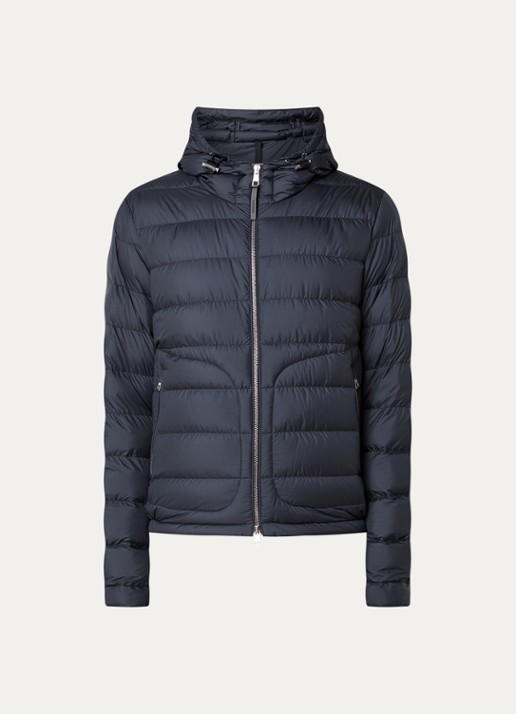 Moncler Estriere gewatteerde jas met donsvulling en capuchon  - voorkant 4 donkerblauw