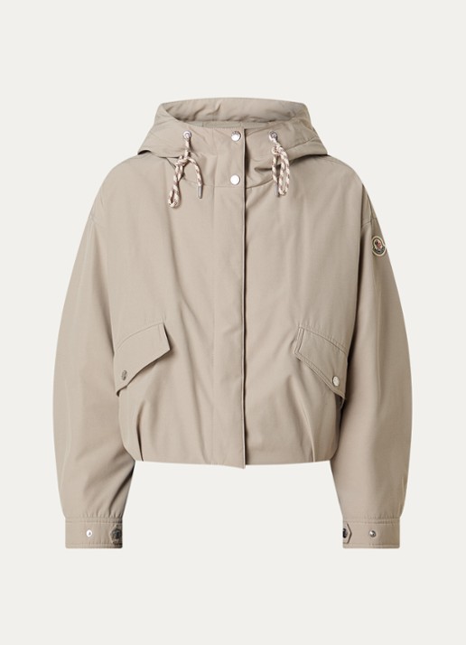 Moncler Eucalyptus cropped gewatteerd jack met donsvulling en capuchon - voorkant 2 beige