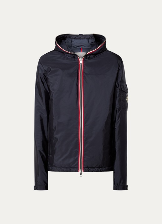 Moncler Evettes gewatteerd jack met donsvulling en logo - voorkant 2 donkerblauw