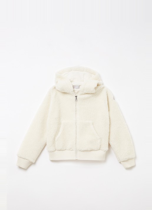 Moncler Felpa jack van imitatiebont met capuchon - voorkant 2 gebroken wit