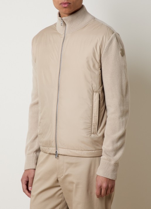 Moncler Fijngebreid vest in scheerwolblend met gewatteerd voorpand met donsvulling