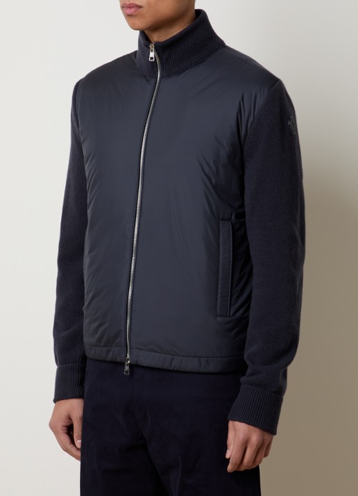 Moncler Fijngebreid vest in scheerwolblend met gewatteerd voorpand met donsvulling