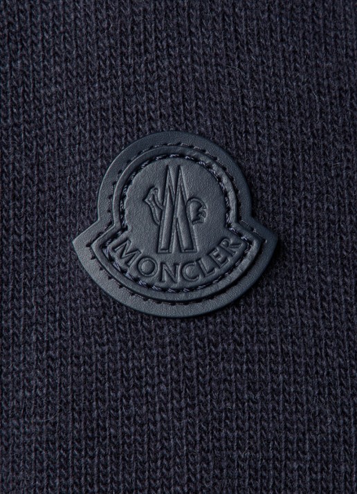 Moncler Fijngebreid vest in scheerwolblend met gewatteerd voorpand met donsvulling - detail 4 donkerblauw