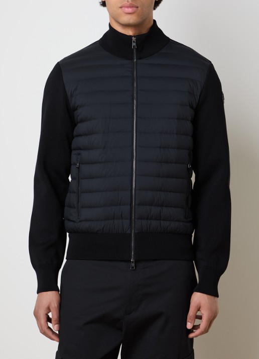 Moncler Fijngebreid vest met gewatteerd voorpand en donsvulling - detail 4 zwart