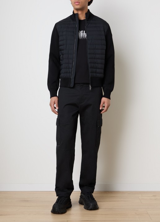 Moncler Fijngebreid vest met gewatteerd voorpand en donsvulling - voorkant 2 zwart