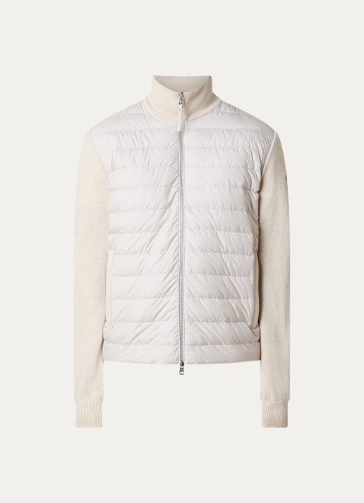 Moncler Fijngebreid vest met gewatteerd voorpand in kasjmierblend met donsvulling - voorkant 5 creme