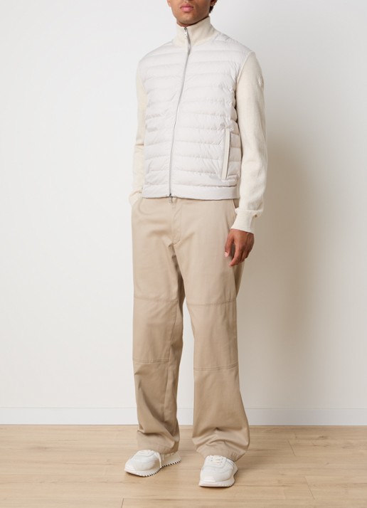 Moncler Fijngebreid vest met gewatteerd voorpand in kasjmierblend met donsvulling - voorkant 6 creme