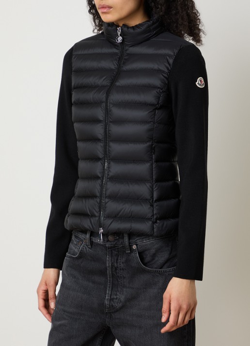 Moncler Fijngebreid vest met gewatteerd voorpand - detail 4 zwart