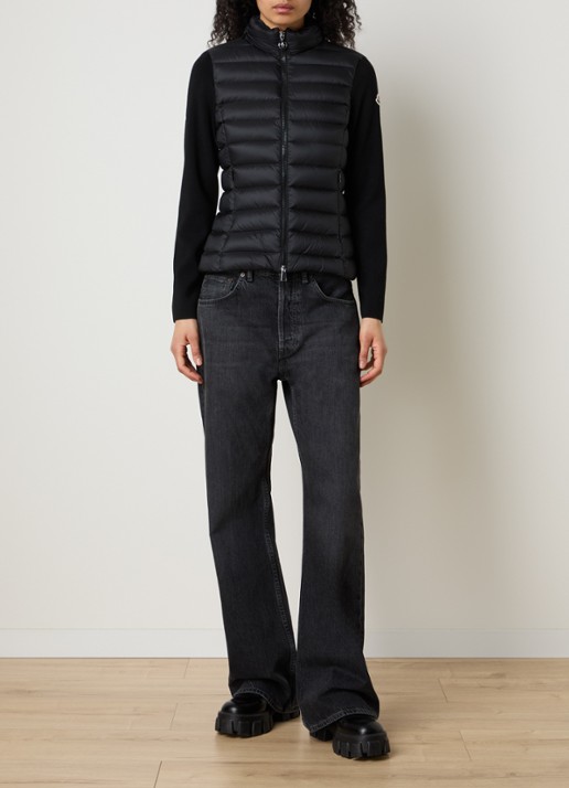 Moncler Fijngebreid vest met gewatteerd voorpand - voorkant 3 zwart