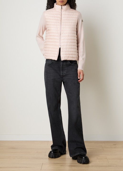 Moncler Fijngebreid vest met gewatteerd voorpand - voorkant 6 roze