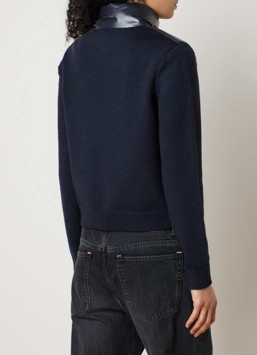 Moncler Fijngebreid vest met gewatteerd voorpand - achterkant donkerblauw
