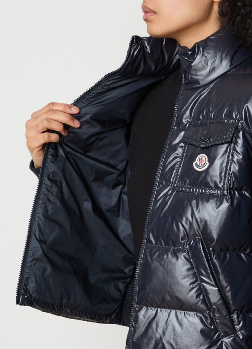 Moncler Fijngebreid vest met gewatteerd voorpand - detail 3 donkerblauw