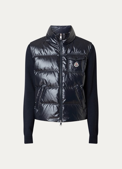 Moncler Fijngebreid vest met gewatteerd voorpand - voorkant 5 donkerblauw