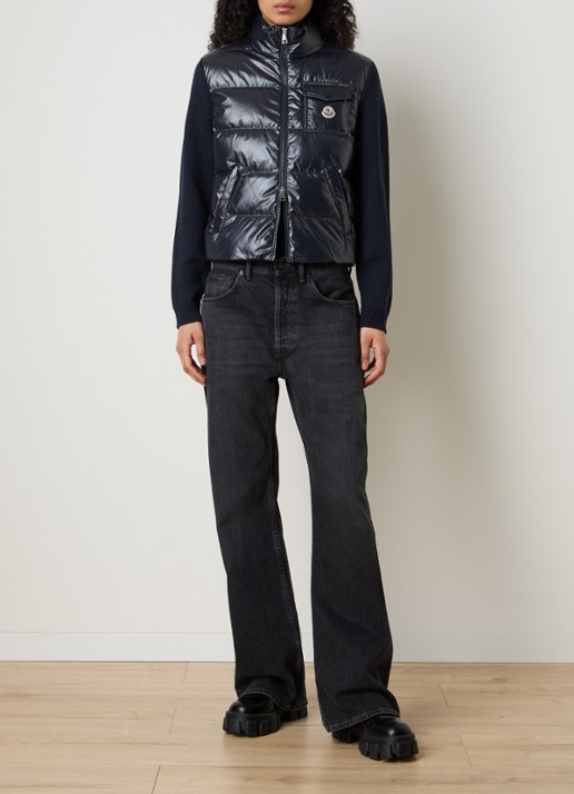 Moncler Fijngebreid vest met gewatteerd voorpand - voorkant 6 donkerblauw