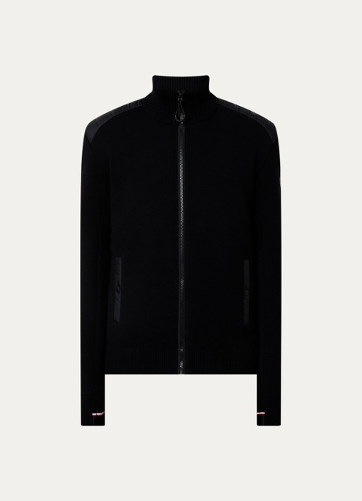 Moncler Fijngebreid vest van scheerwol met donsvulling - voorkant 5 zwart
