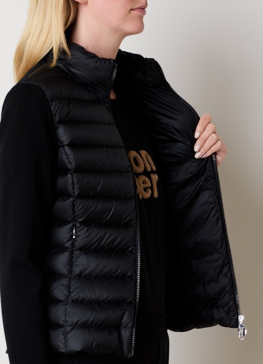 Moncler Fijngebreid vest van scheerwol met gewatteerd voor- en achterpand - detail 4 zwart