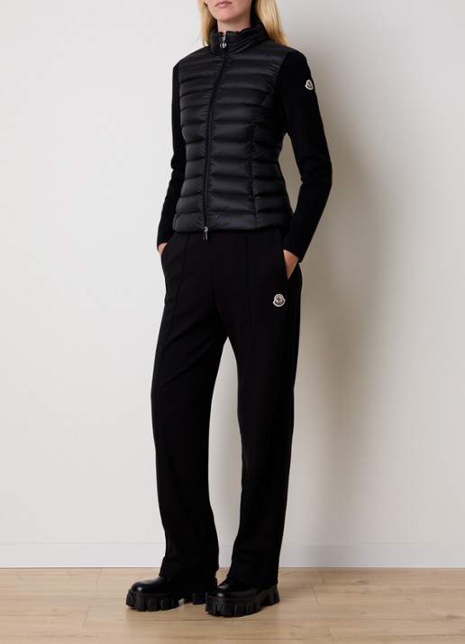 Moncler Fijngebreid vest van scheerwol met gewatteerd voor- en achterpand - voorkant 2 zwart
