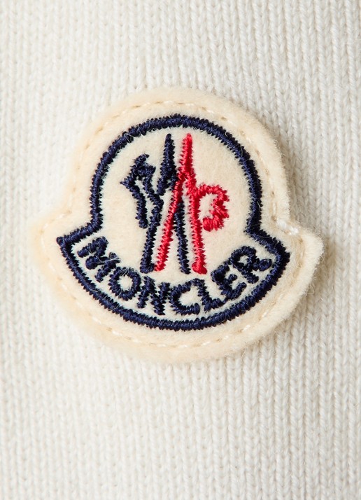 Moncler Fijngebreid vest van scheerwol met gewatteerd voor- en achterpand - detail 5 naturel