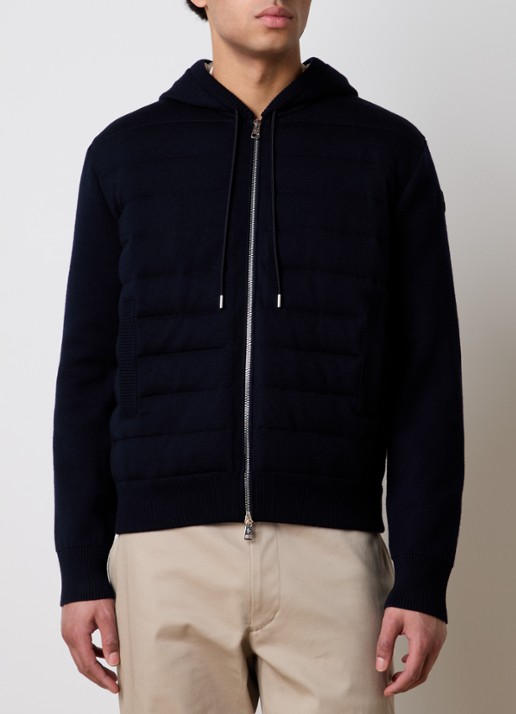 Moncler Fijngebreid vest van scheerwol met gewatteerd voorpand en donsvulling
