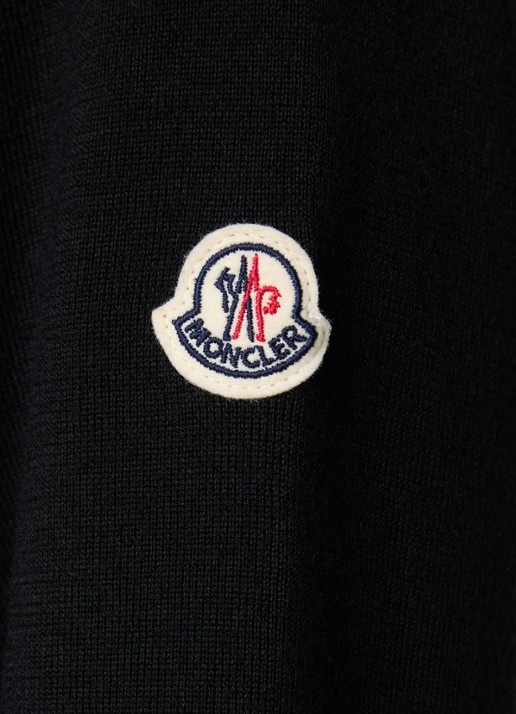 Moncler Fijngebreid vest van scheerwol met gewatteerd voorpand en donsvulling - detail 3 zwart