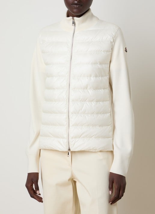 Moncler Fijngebreid vest van scheerwol met gewatteerd voorpand en donsvulling