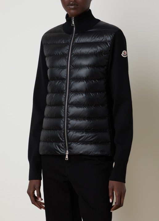 Moncler Fijngebreid vest van scheerwol met gewatteerd voorpand en donsvulling