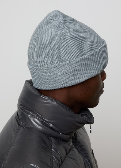 Moncler Fijngebreide muts in kasjmierblend met logo - voorkant 2 grijsmele