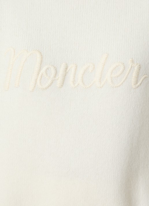 Moncler Fijngebreide pullover in kasjmierblend met logoborduring - detail 2 gebroken wit