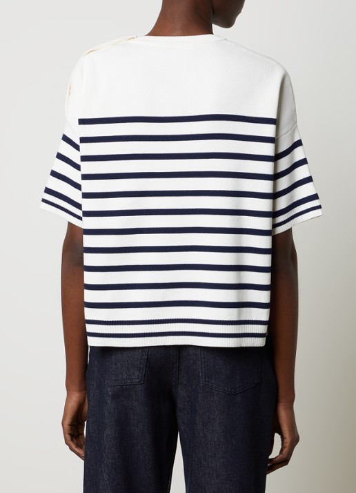 Moncler Fijngebreide top met logo en sierknopen - achterkant 5 gebroken wit