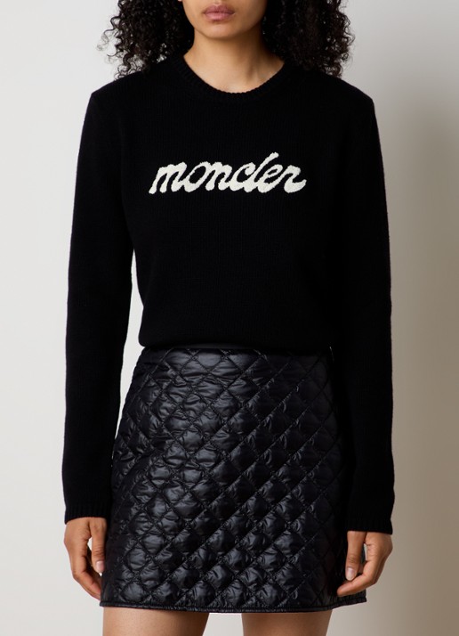 Moncler Fijngebreide trui in wolblend met logoborduring